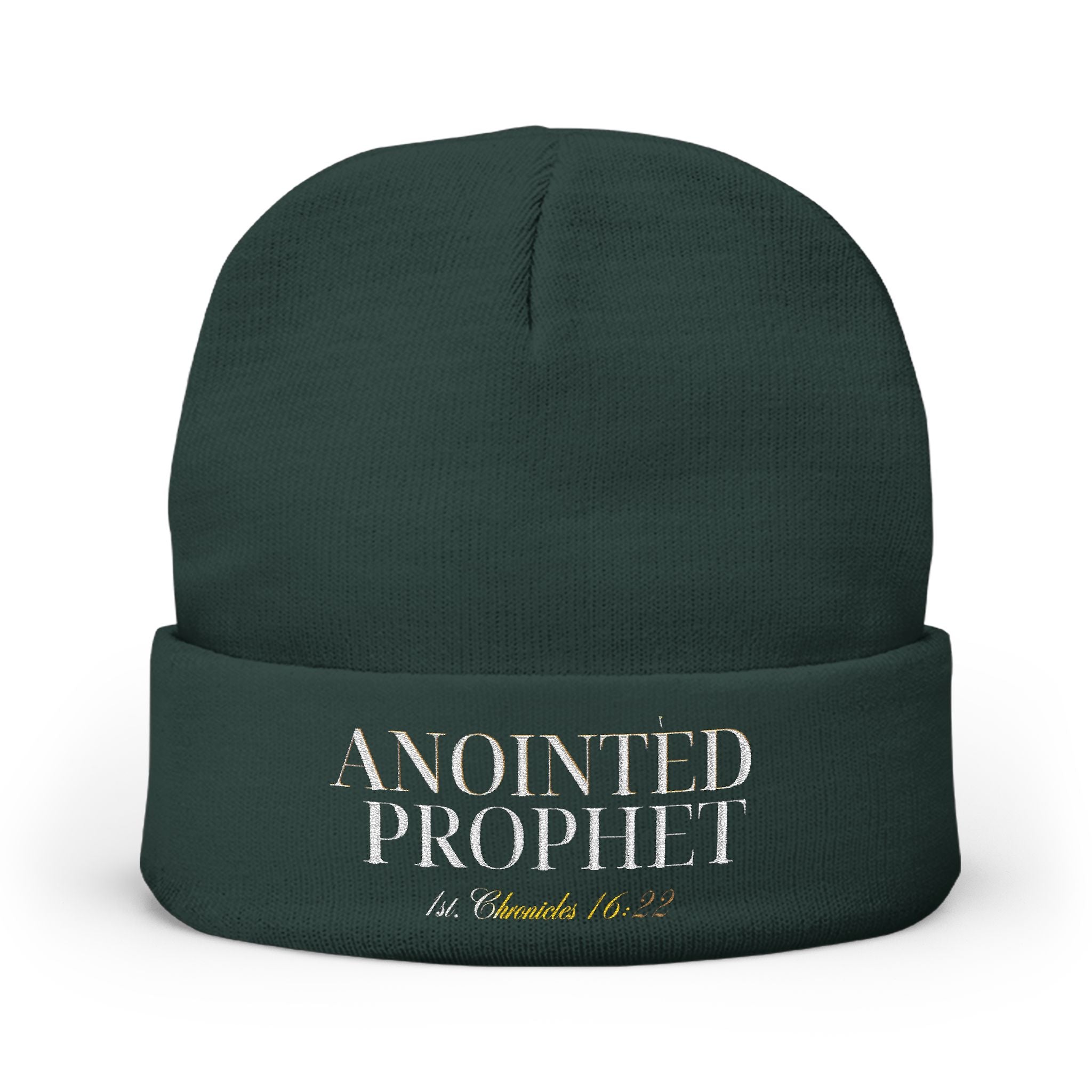 Embroidered 'Anointed Prophet' Knit Beanie - Christian Faith Winter Hat