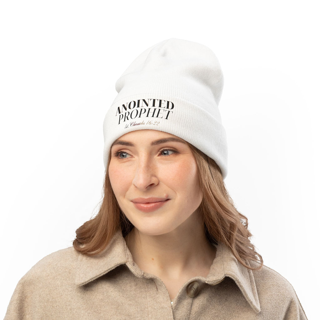 Embroidered 'Anointed Prophet' Knit Beanie - Christian Faith Winter Hat