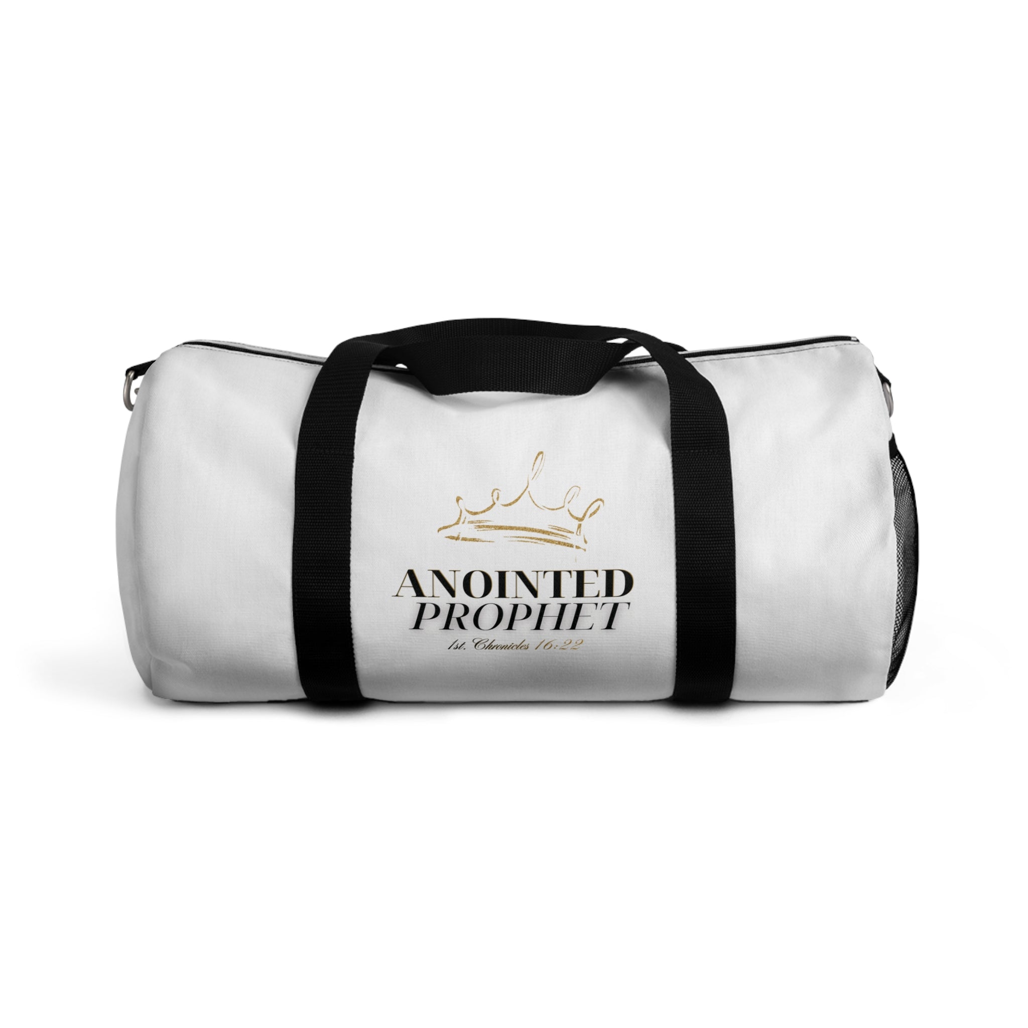 Anointed Prophet Duffel Bag — Inspirational Christian Travel Gym Bag with Gold Crown Design