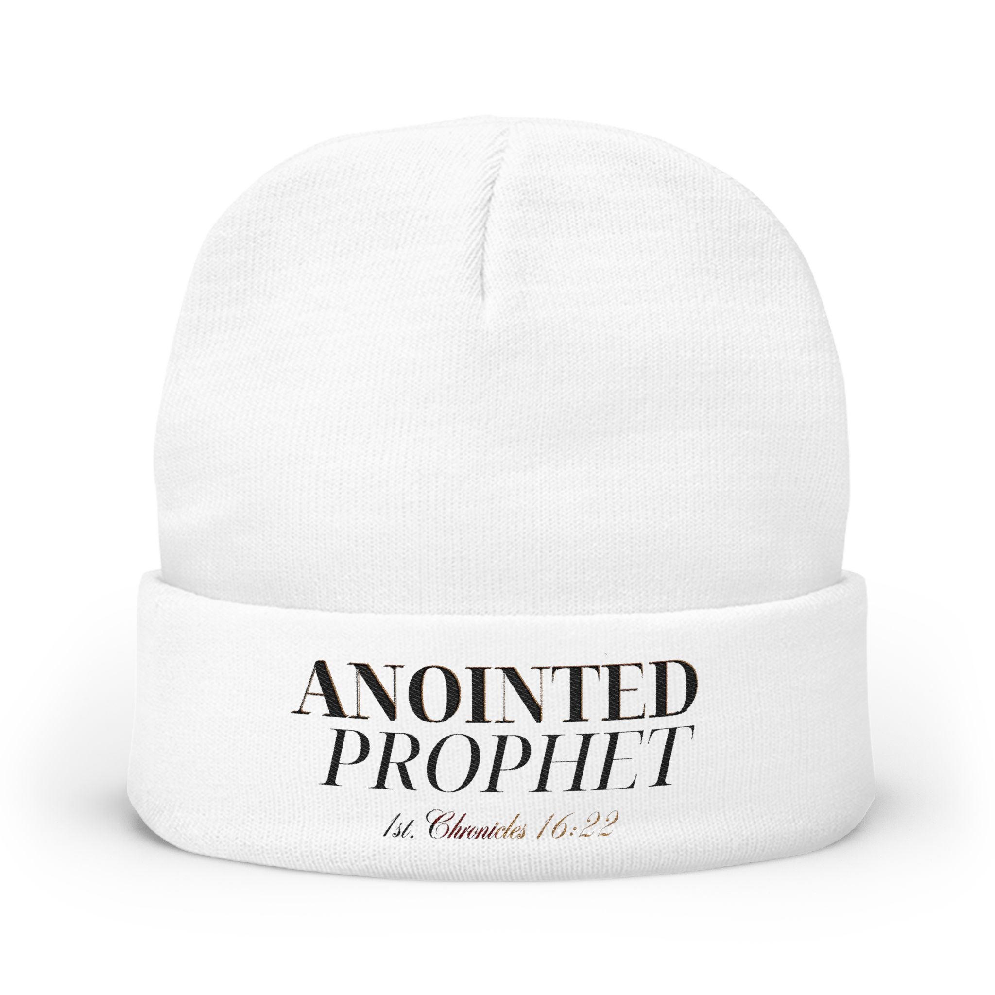 Embroidered 'Anointed Prophet' Knit Beanie - Christian Faith Winter Hat