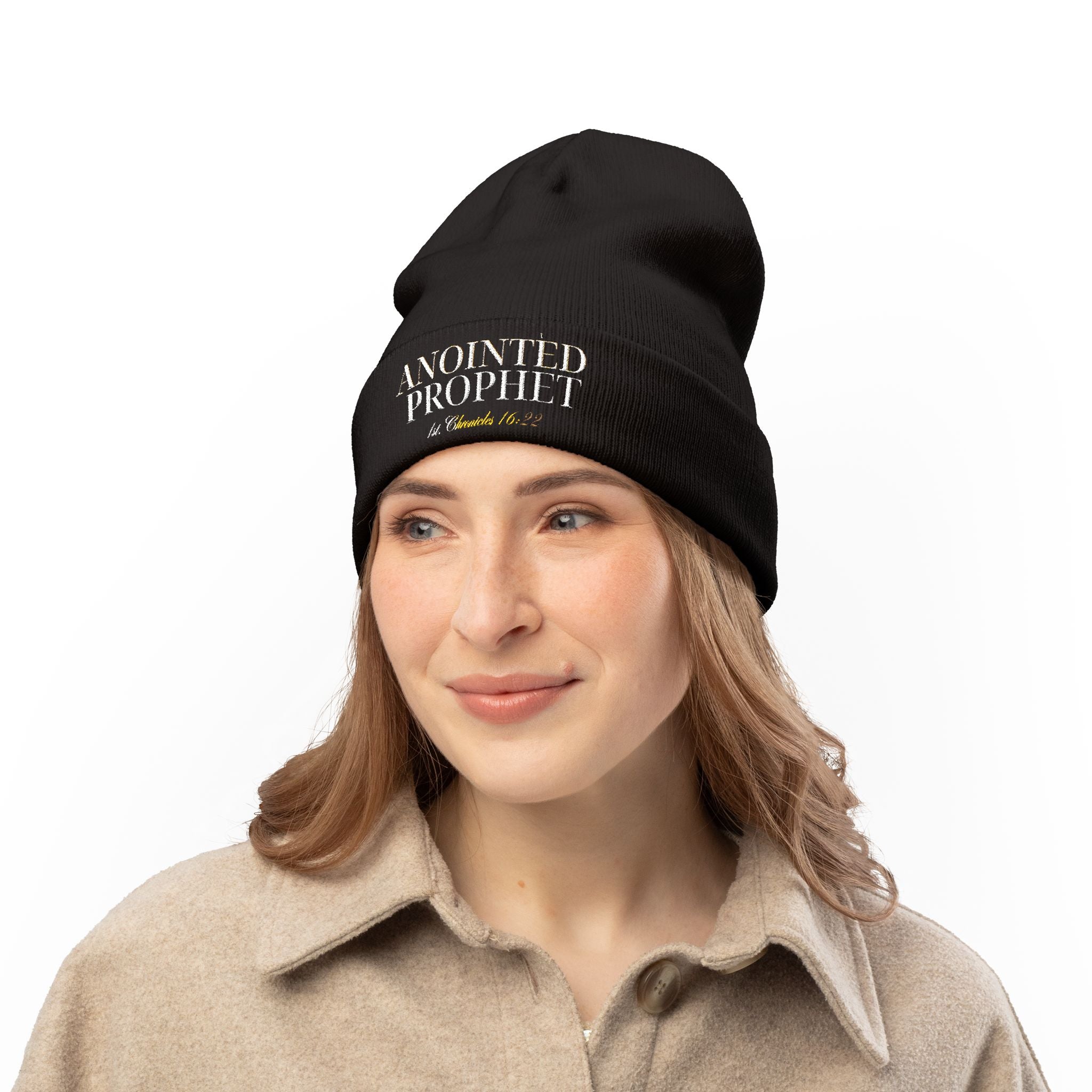Embroidered 'Anointed Prophet' Knit Beanie - Christian Faith Winter Hat